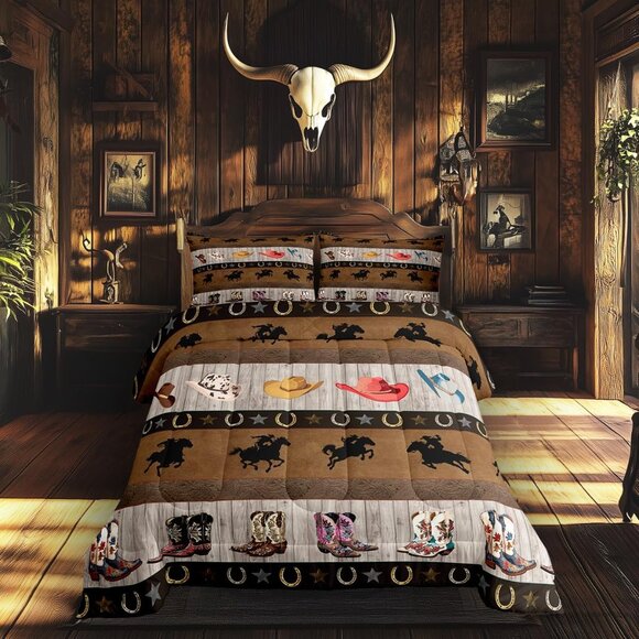 Western Cowboy Bed Comforter Set Queen Size - Picture 5 of 5